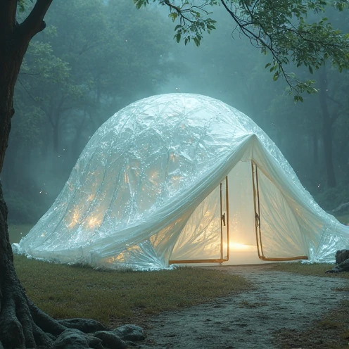 Tenda membrane modern di area komersial Blitar